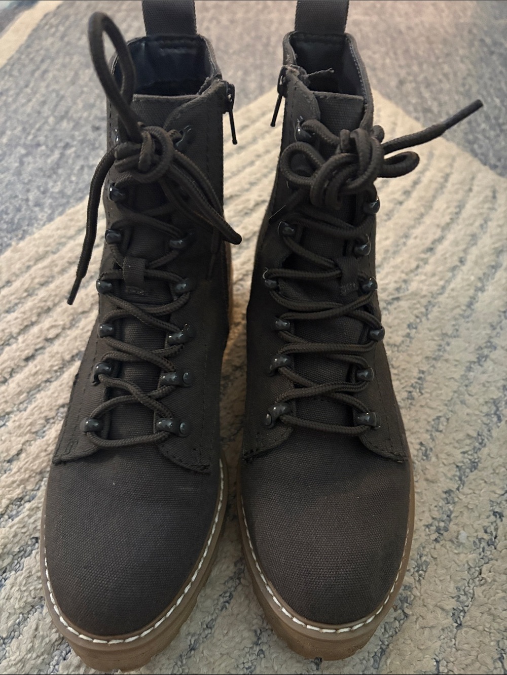 Target Women's Zip/ Lace-Up Canvas Boots with Brown Sole